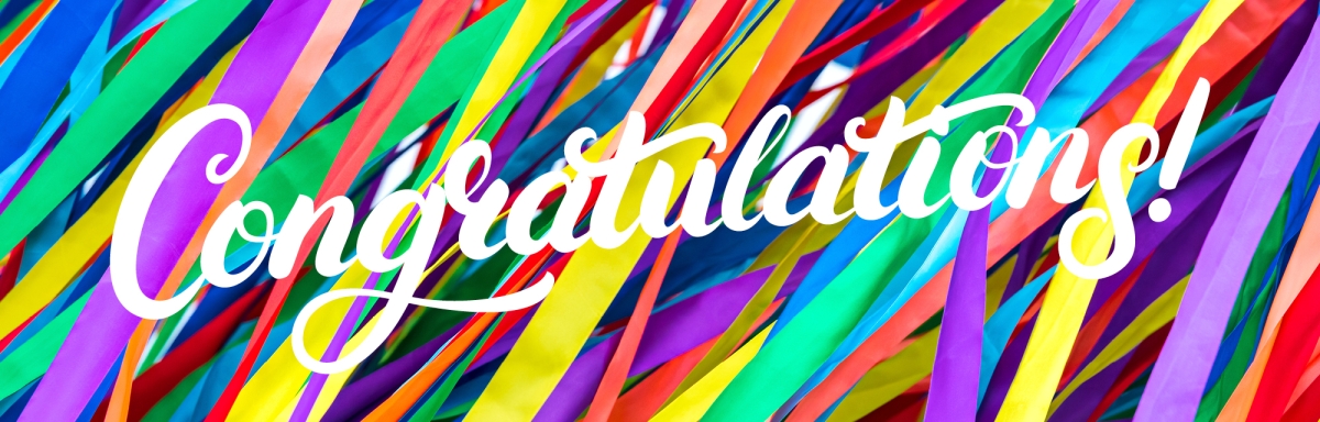 Congratulations, colorful ribbons